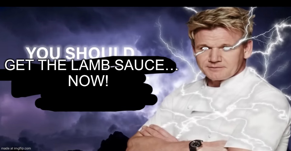 Gordon Ramsay low tier God | NOW! GET THE LAMB SAUCE… | image tagged in gordon ramsay low tier god | made w/ Imgflip meme maker