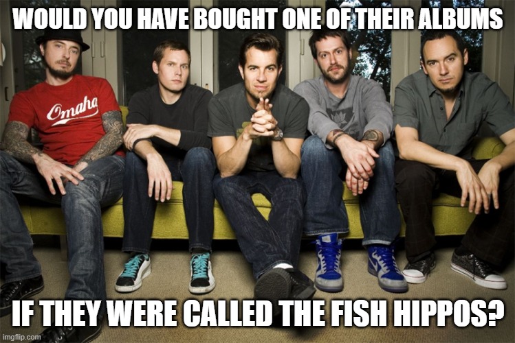 311 Original Name | WOULD YOU HAVE BOUGHT ONE OF THEIR ALBUMS; IF THEY WERE CALLED THE FISH HIPPOS? | image tagged in 311 | made w/ Imgflip meme maker