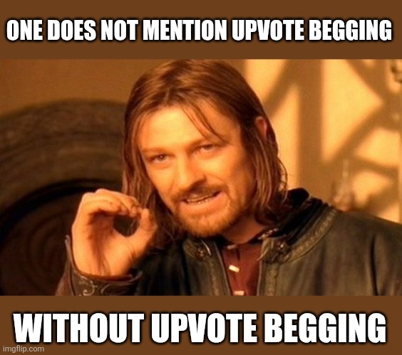 One Does Not Simply Meme | ONE DOES NOT MENTION UPVOTE BEGGING WITHOUT UPVOTE BEGGING | image tagged in memes,one does not simply | made w/ Imgflip meme maker