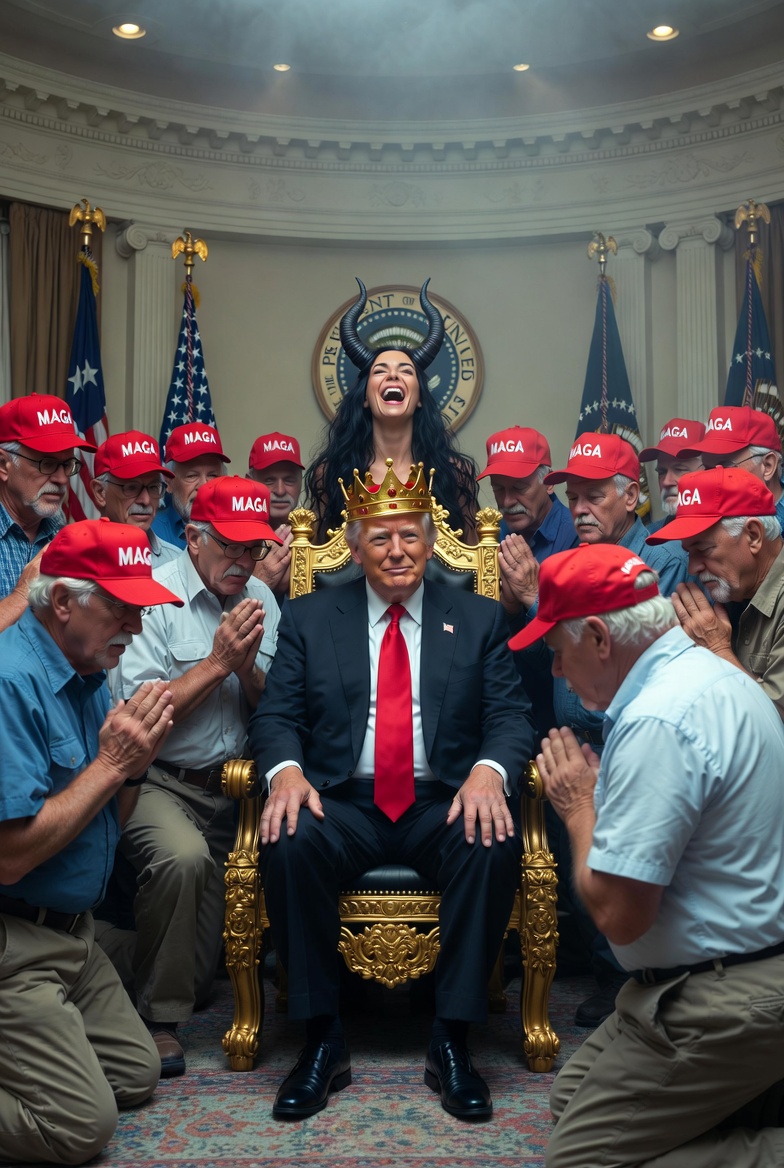 King Donald Trump, Satan and Mammon worshipers Blank Meme Template