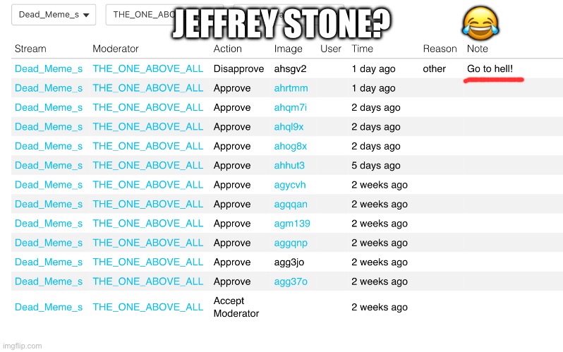 😂; JEFFREY STONE? | image tagged in jeffrey stone | made w/ Imgflip meme maker