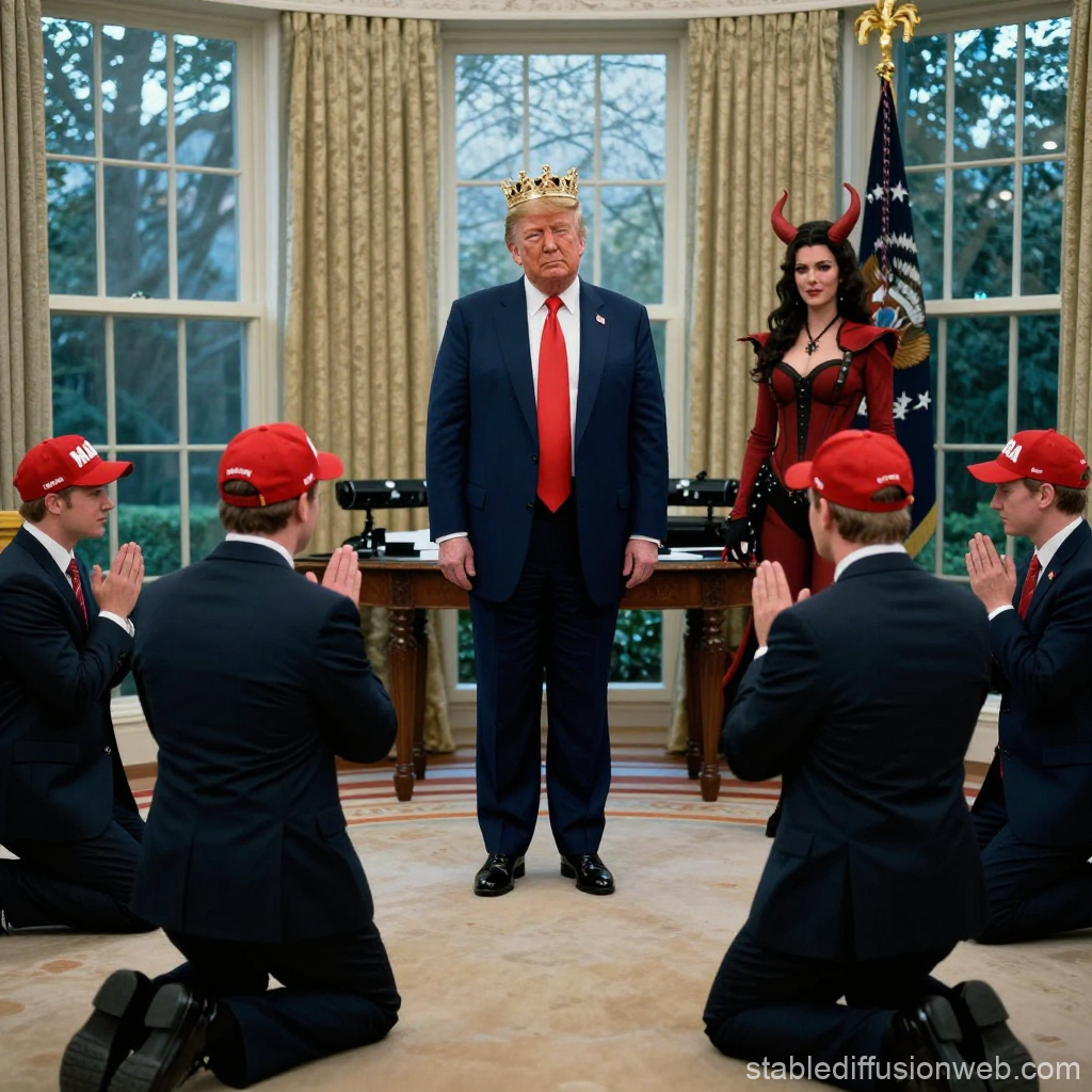 King Donald Trump Satan Mammon worship Blank Meme Template