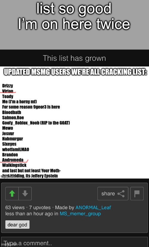 list so good I’m on here twice | made w/ Imgflip meme maker