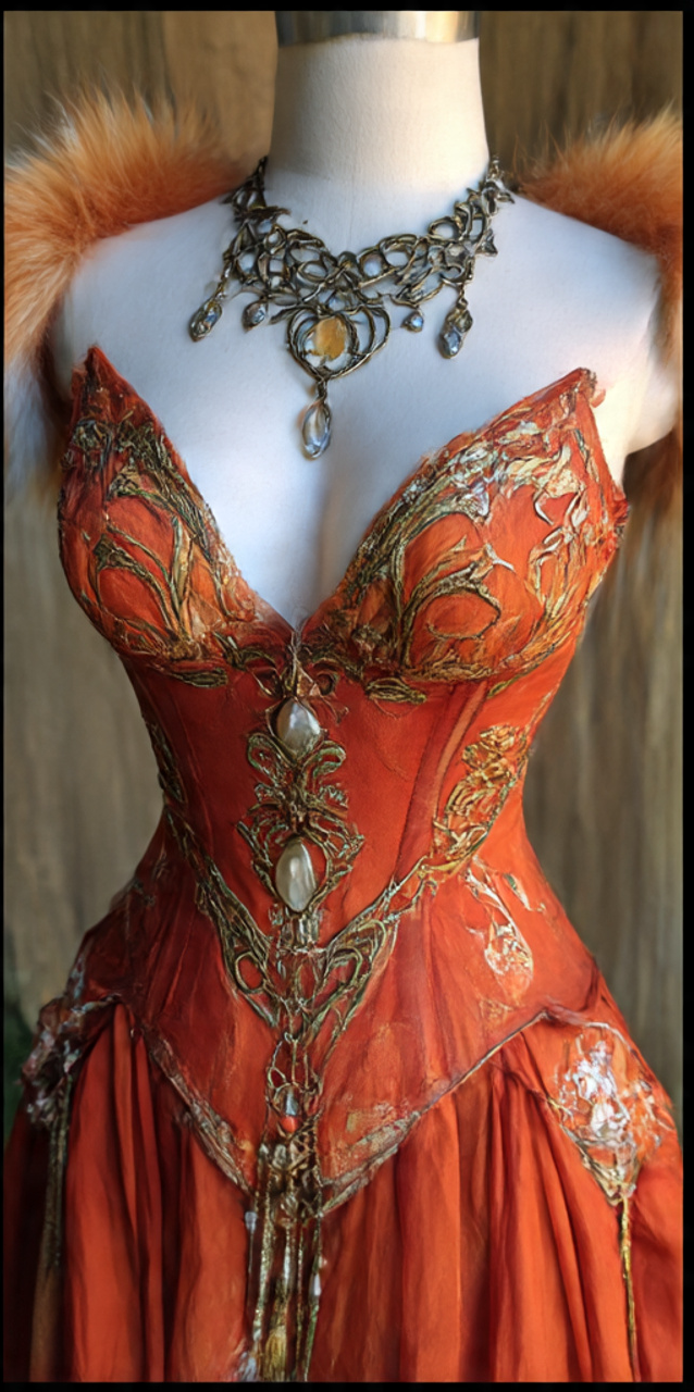 Dark Orange Dress With Necklace Blank Meme Template