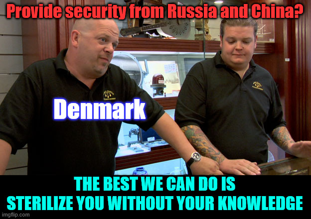 Pawn Stars Best I Can Do | Provide security from Russia and China? Denmark THE BEST WE CAN DO IS STERILIZE YOU WITHOUT YOUR KNOWLEDGE | image tagged in pawn stars best i can do | made w/ Imgflip meme maker