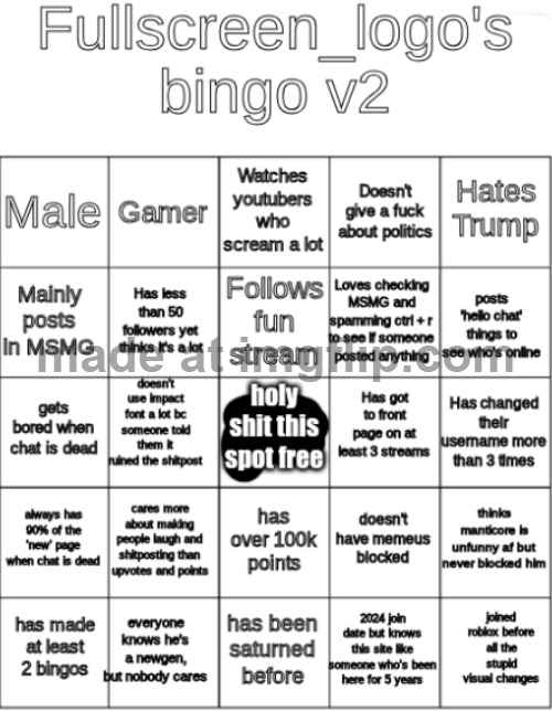 fullscreens bingo v2 | image tagged in fullscreens bingo v2 | made w/ Imgflip meme maker