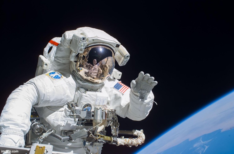 Astronaut during EVA on ISS truss structure