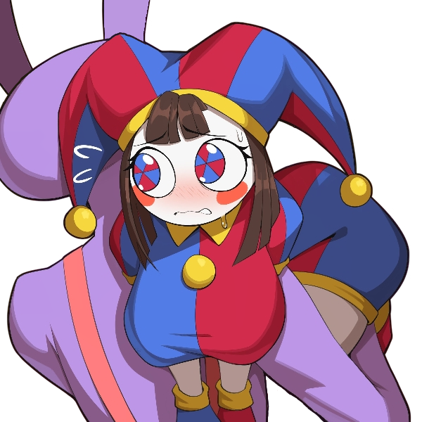 Jax and worried Pomni Blank Meme Template