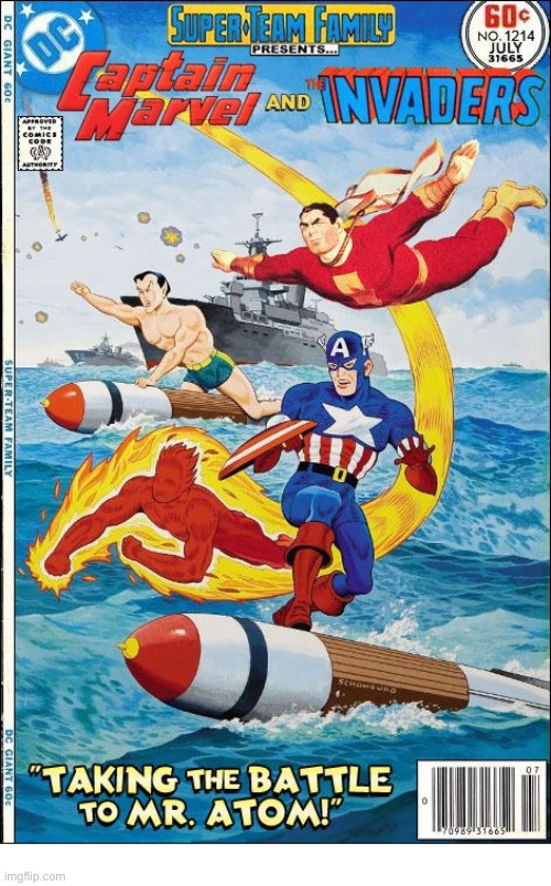 image tagged in comics,shazam,invaders,mashup,super team family | made w/ Imgflip meme maker