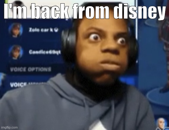 speed blowing | I'm back from disney | image tagged in speed blowing | made w/ Imgflip meme maker