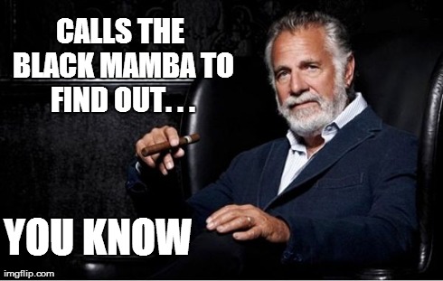 CALLS THE BLACK MAMBA TO FIND OUT. . . YOU KNOW | made w/ Imgflip meme maker