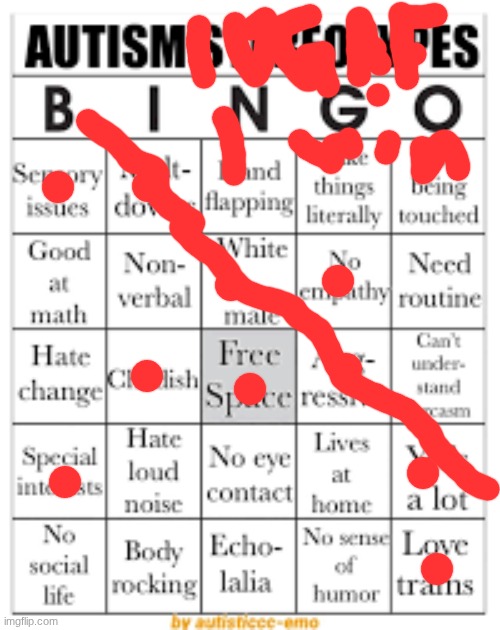 IDGAF, I Win | image tagged in autism stereotypes bingo | made w/ Imgflip meme maker
