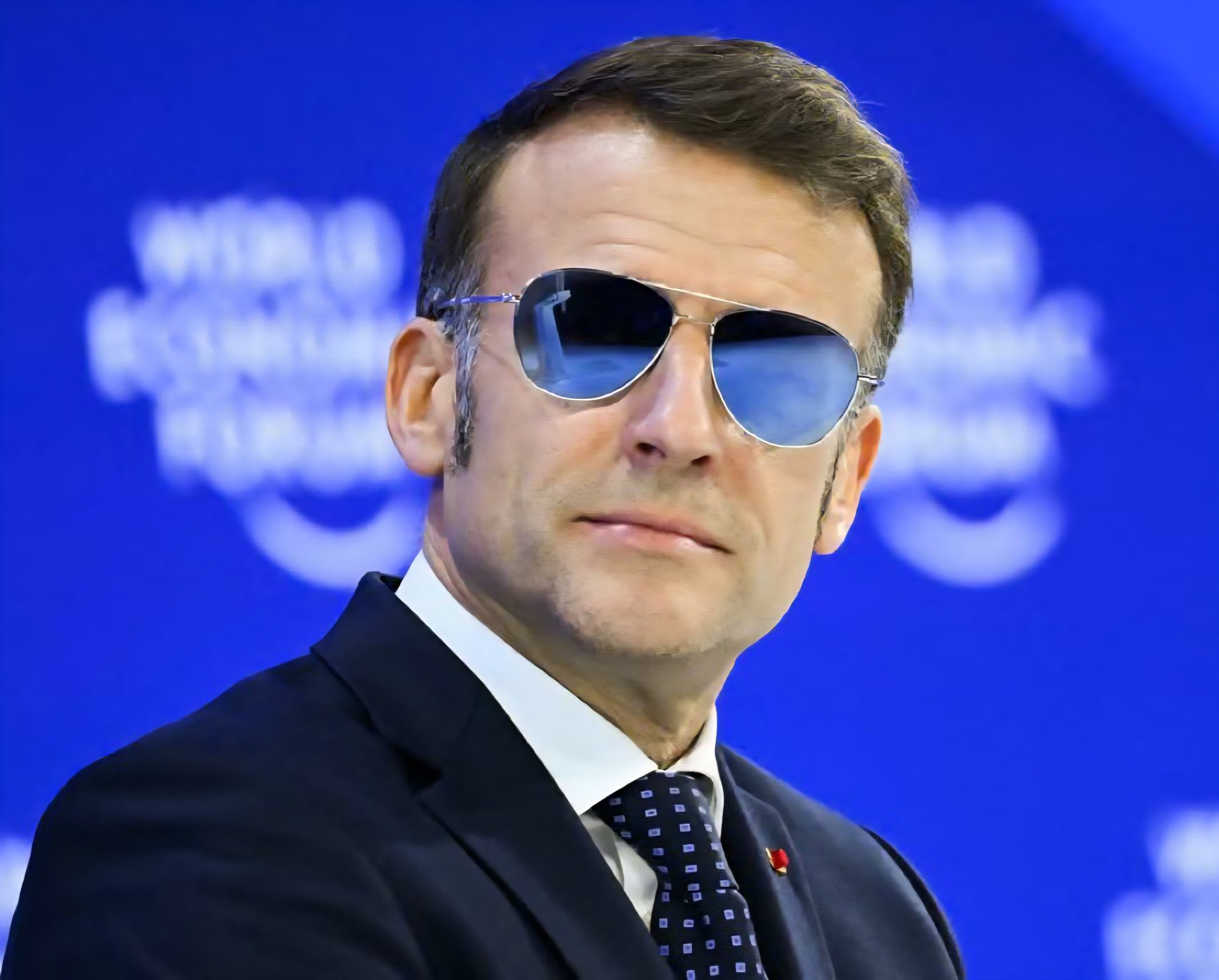 High Quality Macron Davos TopGun Blank Meme Template