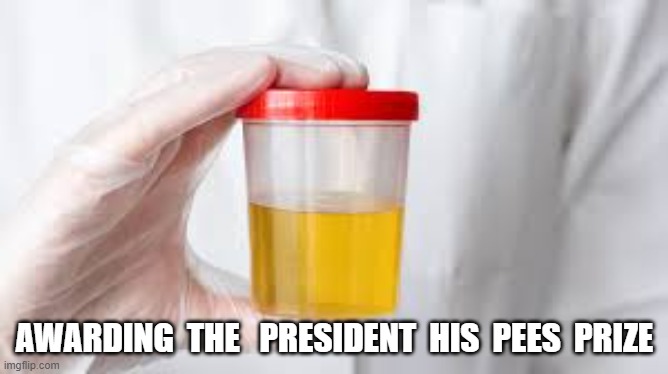 Well-Earned | AWARDING  THE   PRESIDENT  HIS  PEES  PRIZE | image tagged in maga | made w/ Imgflip meme maker