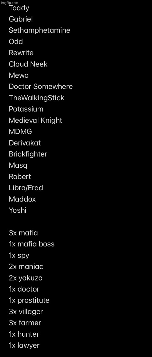 Sign ups are closed, here‘s the cast and role reveal | made w/ Imgflip meme maker