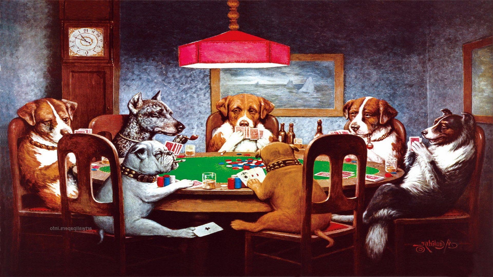 Dogs playing poker Blank Meme Template