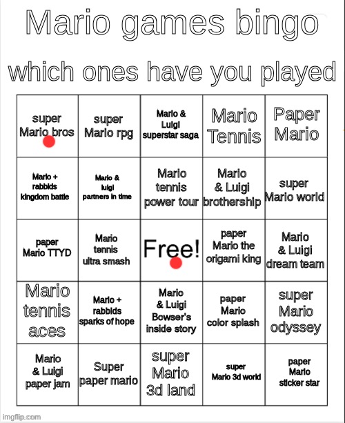 Mario bingo | image tagged in mario bingo | made w/ Imgflip meme maker