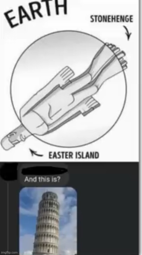 image tagged in earth,theory,easter island,stonehenge,leaning tower of pisa,penis | made w/ Imgflip meme maker