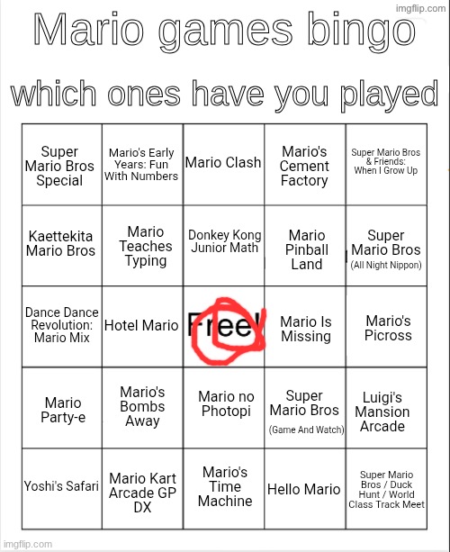 these arent mario games bro | image tagged in mario bingo | made w/ Imgflip meme maker