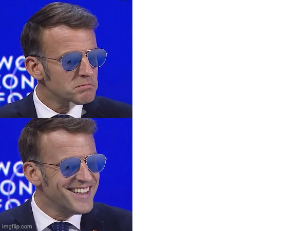 Macron hangry / happy Blank Meme Template