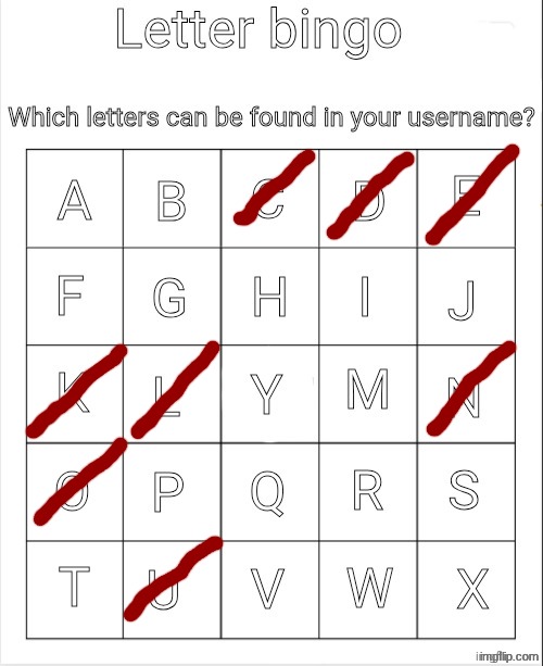 Letter bingo | image tagged in letter bingo | made w/ Imgflip meme maker