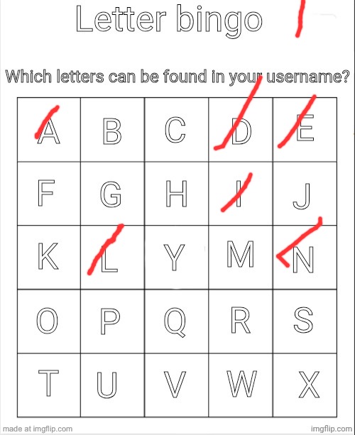 Letter bingo | image tagged in letter bingo | made w/ Imgflip meme maker
