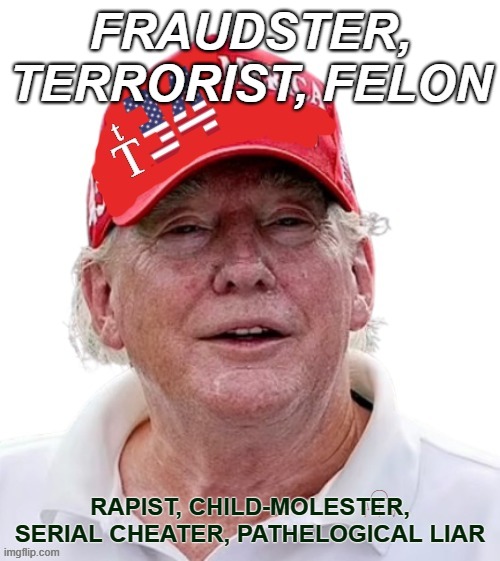 trump | FRAUDSTER, TERRORIST, FELON; RAPIST, CHILD-MOLESTER, SERIAL CHEATER, PATHELOGICAL LIAR | made w/ Imgflip meme maker