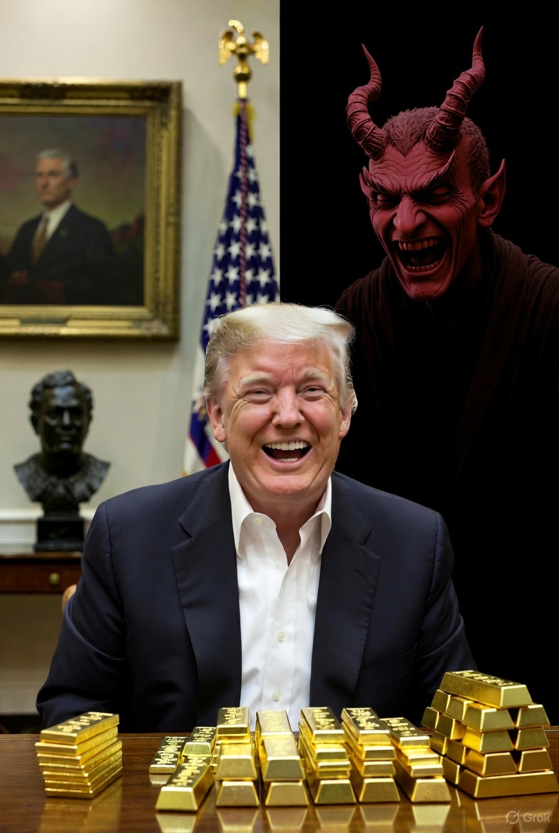Donald Trump Satan Mammon Gold Lucifer Evil Devil Blank Meme Template