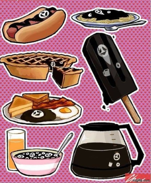 I see a ‘dog (apostrophe dog), spaghetti, cereal, coffee, full English, and pie | made w/ Imgflip meme maker