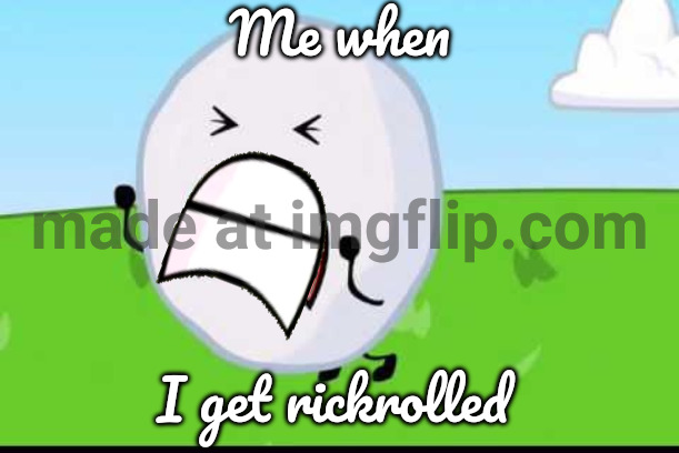 BFDI Snowball NOOOOO | Me when; I get rickrolled | image tagged in bfdi snowball nooooo | made w/ Imgflip meme maker