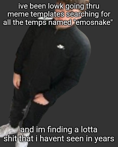 Emosnake | ive been lowk going thru meme templates searching for all the temps named "emosnake"; and im finding a lotta shit that i havent seen in years | image tagged in emosnake | made w/ Imgflip meme maker