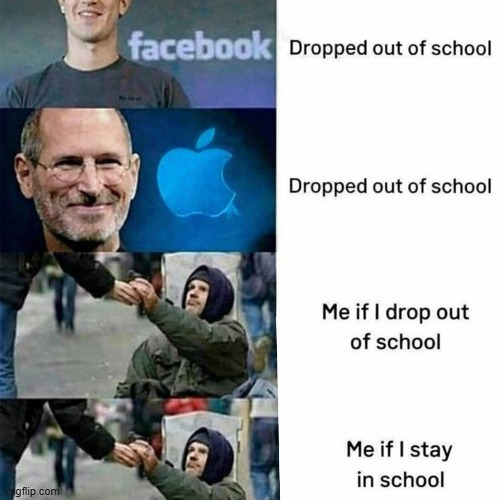 Expectation vs Reality: Dropping Out | image tagged in school | made w/ Imgflip meme maker