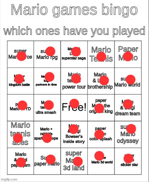 Mario bingo | image tagged in mario bingo | made w/ Imgflip meme maker