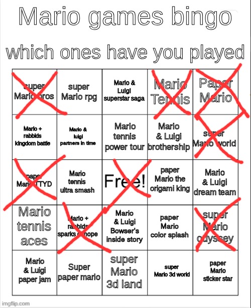 Mario bingo | image tagged in mario bingo | made w/ Imgflip meme maker