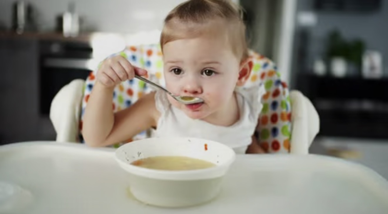 Toddler eating soup Blank Meme Template
