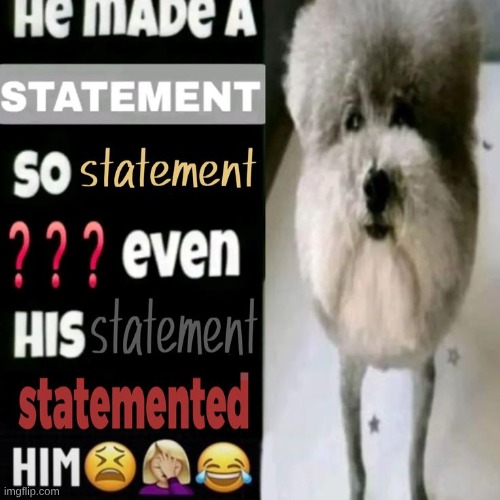 He made a statement so statement | image tagged in he made a statement so statement | made w/ Imgflip meme maker