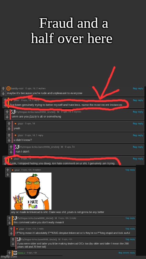 son im crine | Fraud and a half over here | made w/ Imgflip meme maker