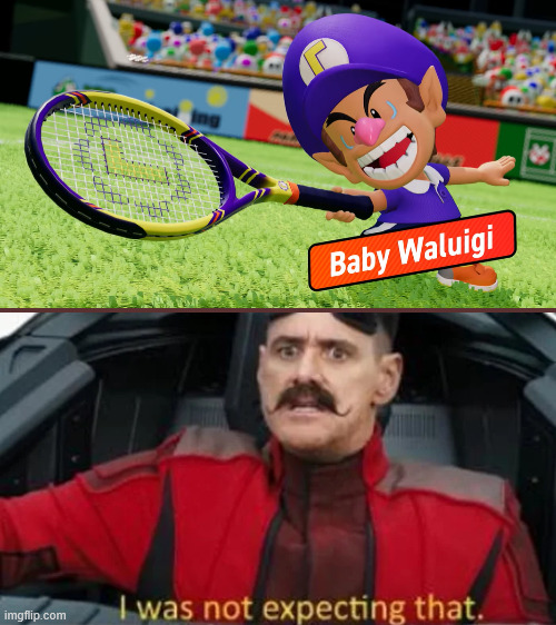 Well this came outta left field! | image tagged in i was not expecting that,mario tennis fever,waluigi | made w/ Imgflip meme maker