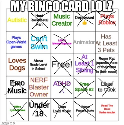 MY BINGO CARD LOLZ | image tagged in bingo | made w/ Imgflip meme maker