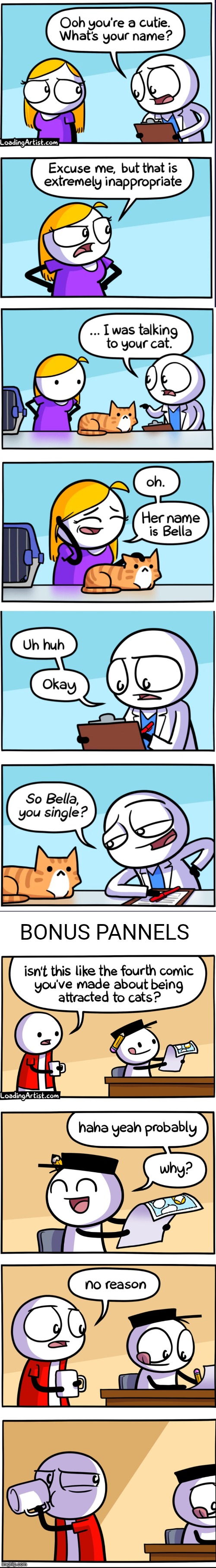BONUS PANNELS | image tagged in comics,loadingartist,cats,vets,lgbtq,attraction | made w/ Imgflip meme maker