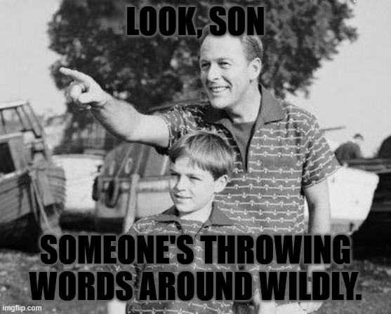 Look Son Meme | LOOK, SON SOMEONE'S THROWING WORDS AROUND WILDLY. | image tagged in memes,look son | made w/ Imgflip meme maker