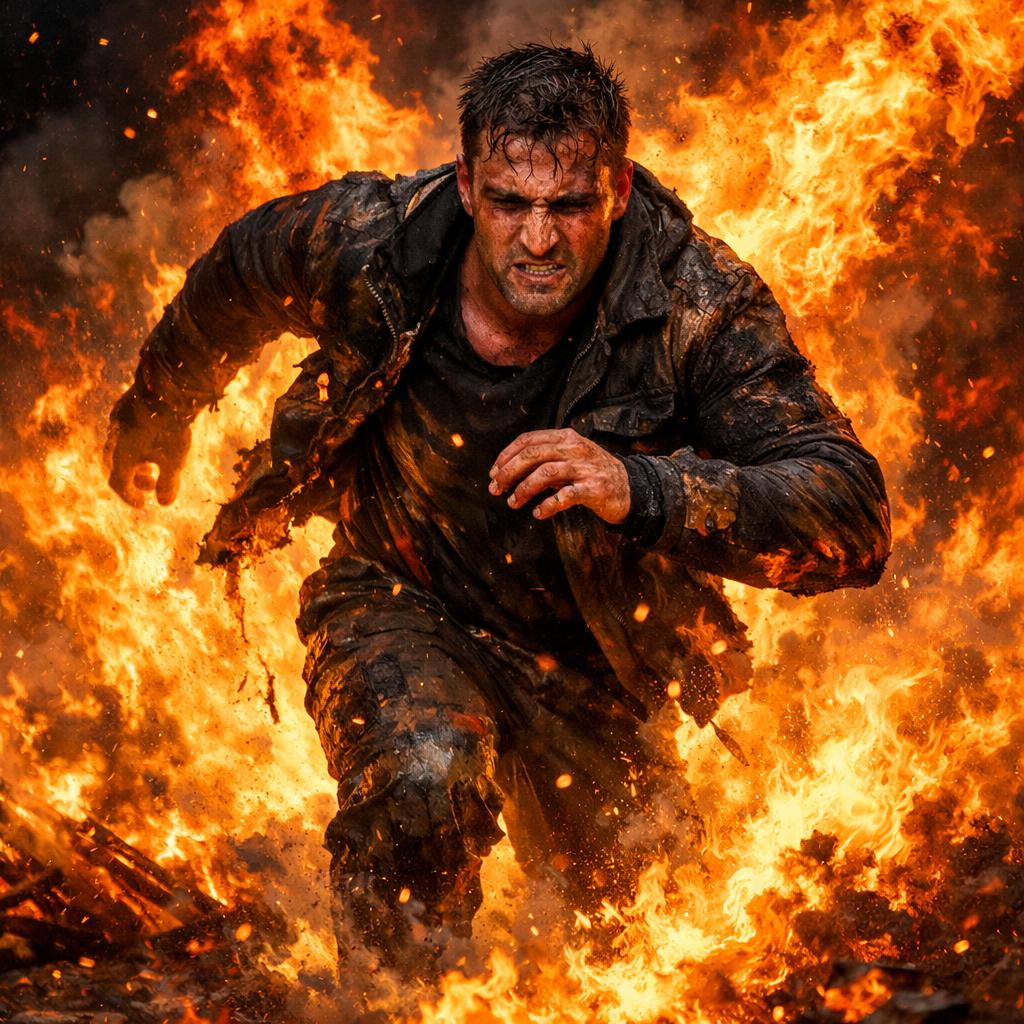 A guy going through fire Blank Meme Template