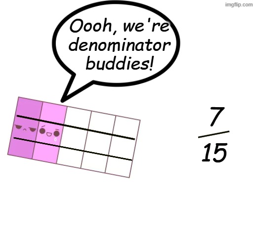 When I write RP fan fiction | Oooh, we're
denominator buddies! 7; 15 | image tagged in numbers,stories,friends,fractions | made w/ Imgflip meme maker