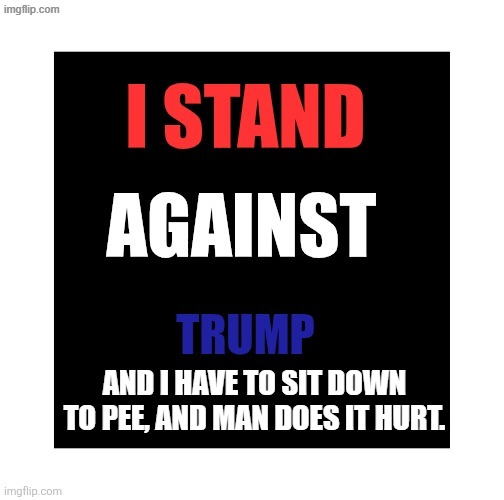 Had to fix a "comments disabled meme" on Politics | AND I HAVE TO SIT DOWN TO PEE, AND MAN DOES IT HURT. | image tagged in trans,libtard | made w/ Imgflip meme maker