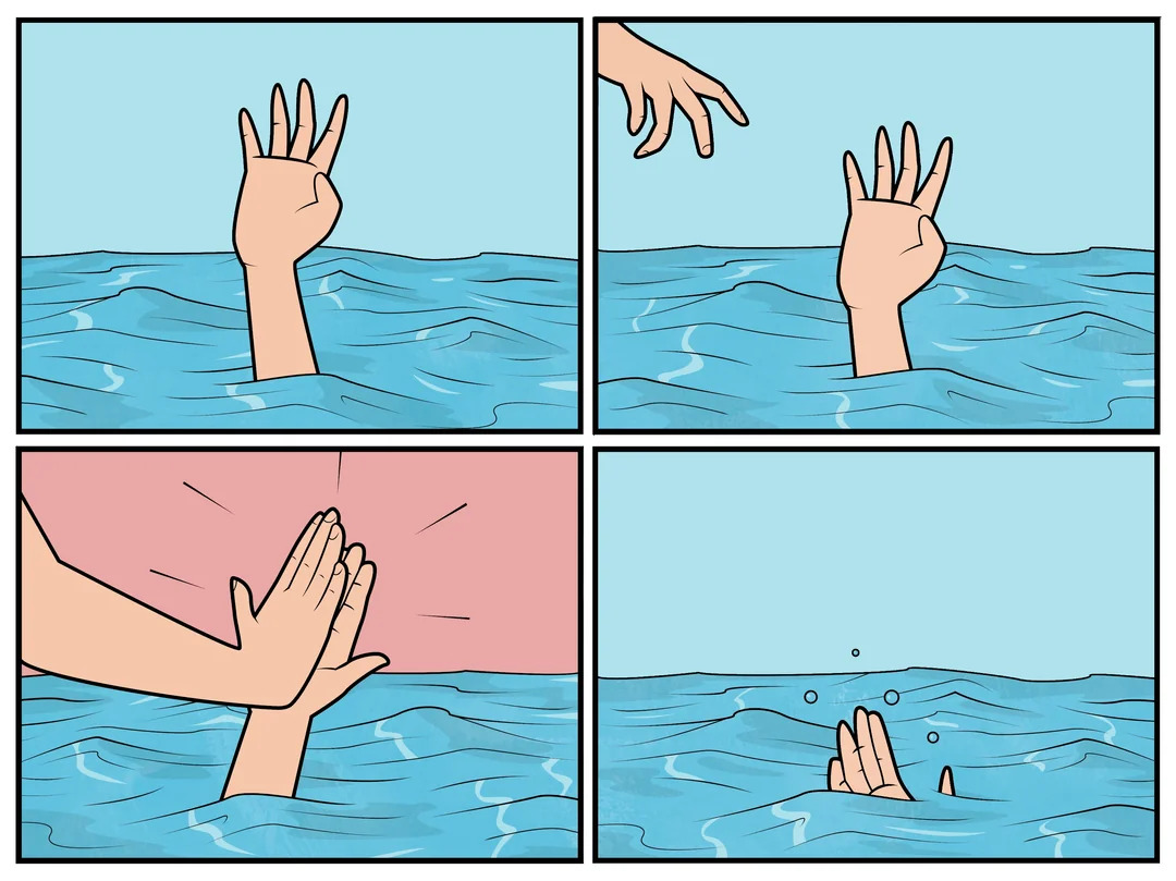 high five drowning high res Blank Meme Template