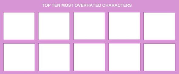 top ten most overhated characters Blank Meme Template