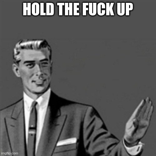 Correction guy | HOLD THE FUCK UP | image tagged in correction guy | made w/ Imgflip meme maker