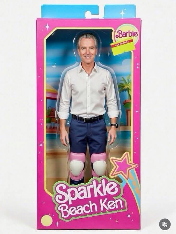 Sparkle Beach Ken Doll Gavin Newsom Blank Meme Template