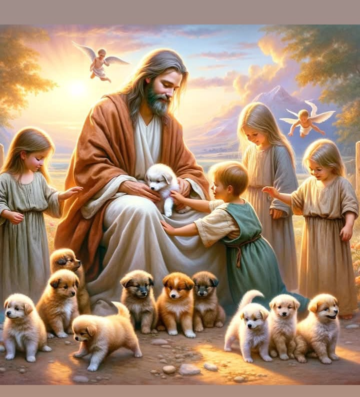 Jesus with dogs Blank Meme Template