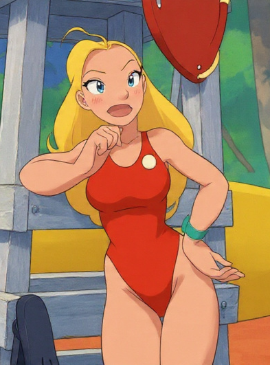 Blonde Lifeguard in Pokemon Style Blank Meme Template